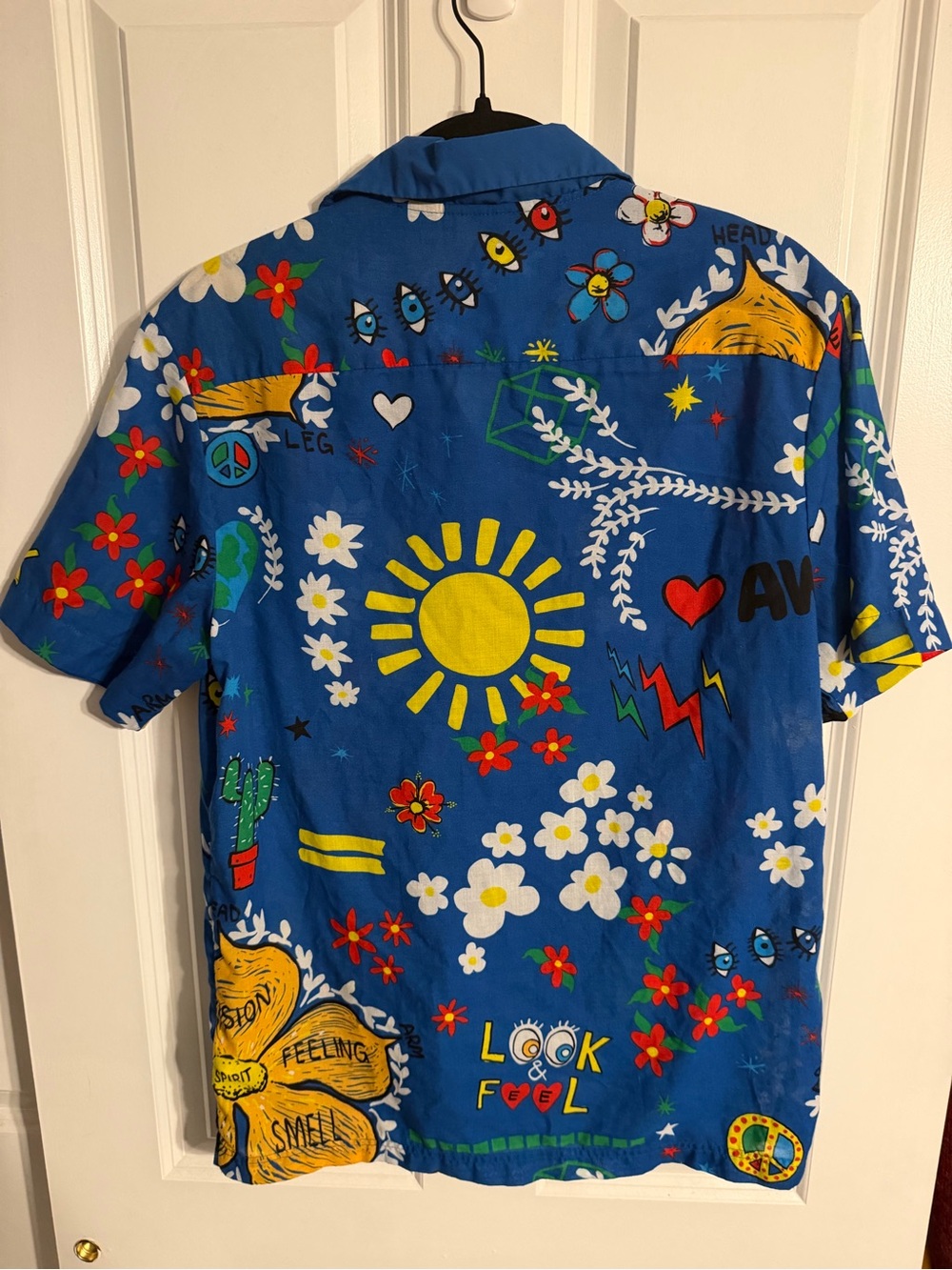 Adidas x Pharrell Williams Doodle Camp Shirt Blue M - Picture 2 of 5